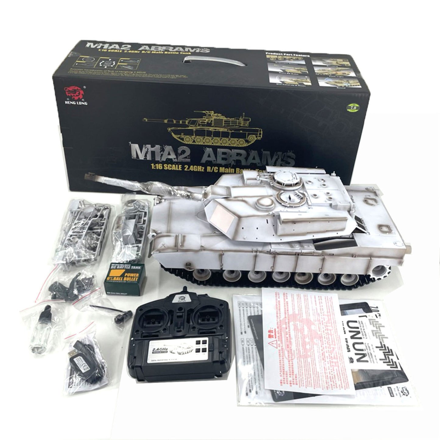 Plastic Henglong 1/16 7.0 Mainboard RC Tank M1A2 Abrams 3918 Barrel Recoil BB IR Steel Gearbox Battery Smoke Radio 320?? Turret