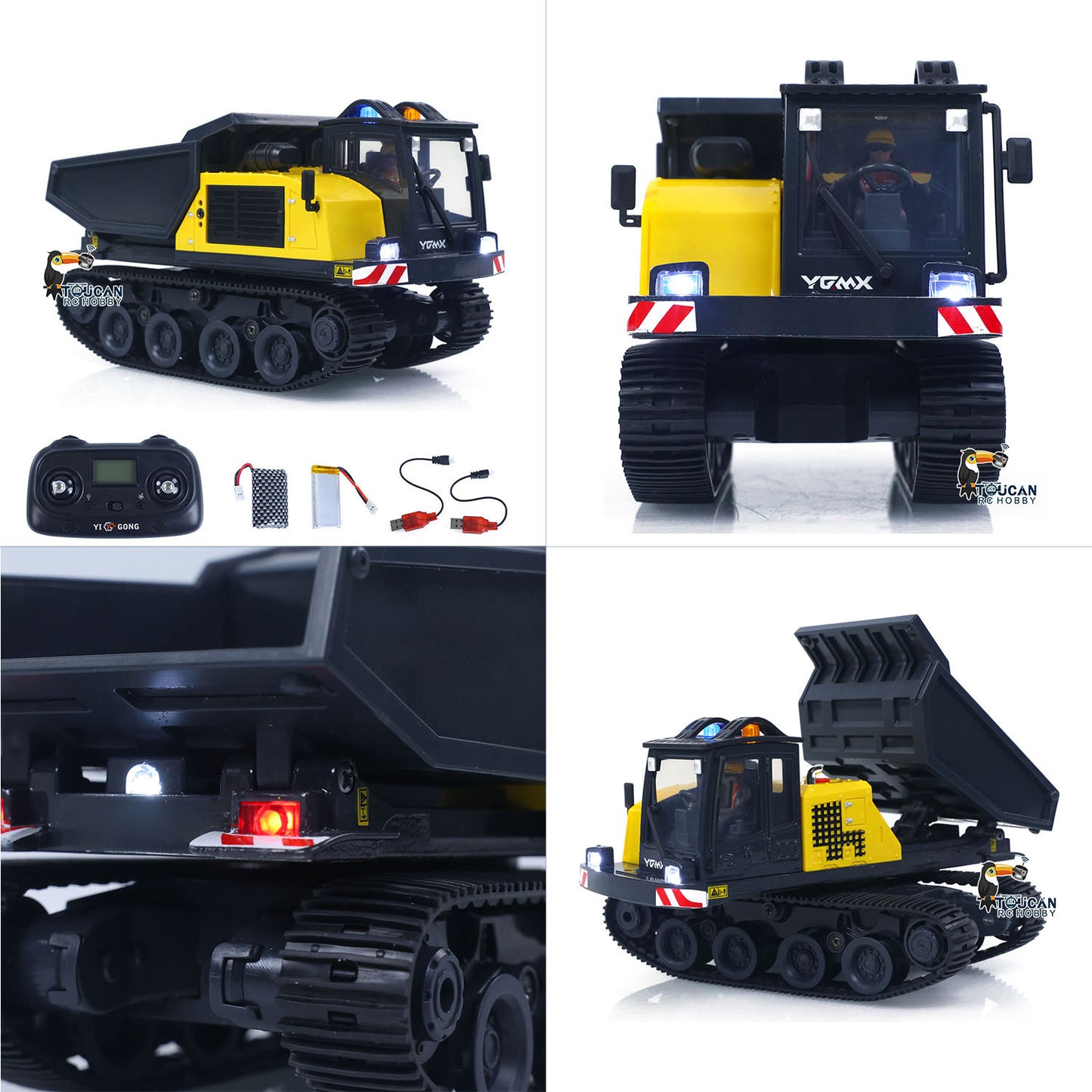 US Stock 1/50 T14R Panther RTR Electric RC Crawler Dump Truck Construction Vehicle Tracked Tipper Finished Model Toys Lights Sounds Unit