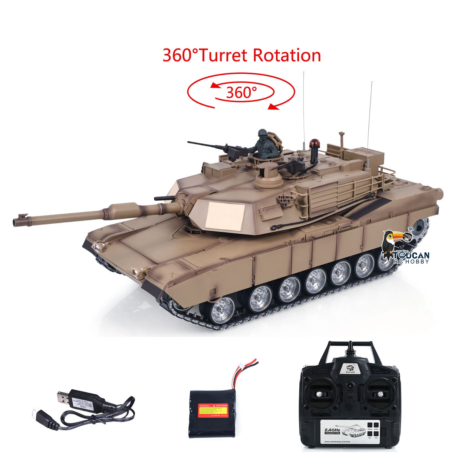 1/16 RC Main Battle Tank Abrams M1A2 Metal Chassis Wheels Steel