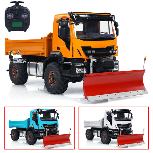 IN STOCK 4*4 1/14 Metal RC Hydraulic Dumper Trucks Snow Shovel Remote Control Tipper Cars Special Version FlySky ST8 Sound Light LED