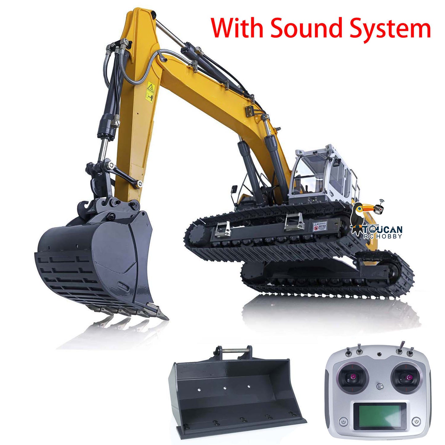 1/14 XDRC Metal Hydraulic RC Excavator 945 Remote Control Digger Sound Light System Assembled Painted Hobby Model