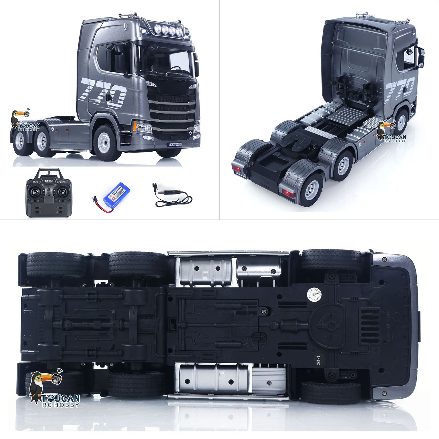 US Stock 1/18 Plastic 6X4 Remote Control Tractor Truck SC 770S 1501 RWD RC Lorry Vehicle Light Sound RTR Model Toys for Adults