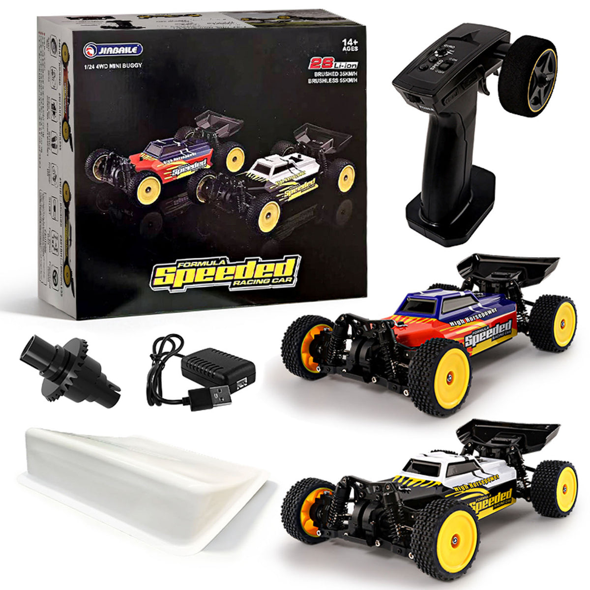 TOUCAN RC HOBBY JiaBaiLe 1/24 Electric Remote Control Off Road Car 2401A 35KM/H High Speed RC Vehicle Model CVD Drive Shafts Metal Chassis Battery RTR