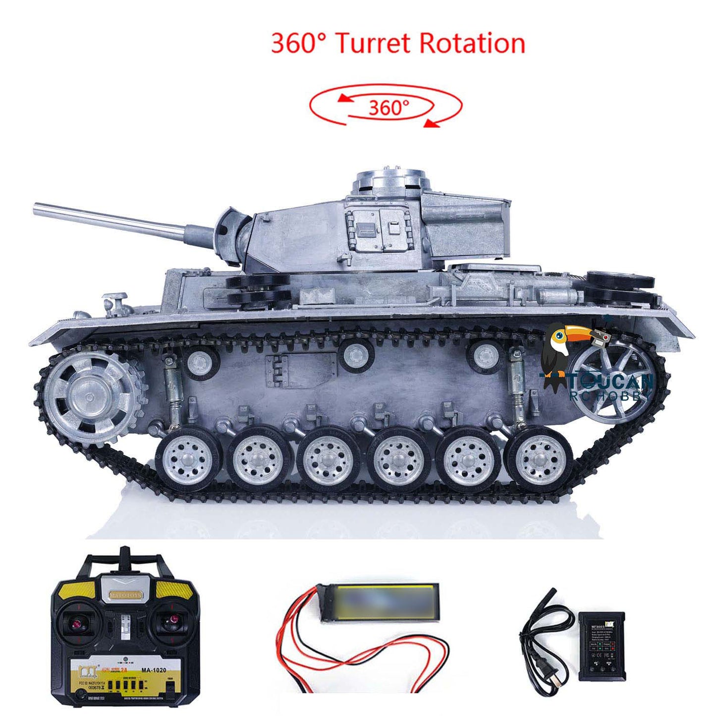 US STOCK Second-Hand Used Mato 100% Metal 1/16 Scale German Radio Control Panzer III BB Shooting RTR RC Tank 1223