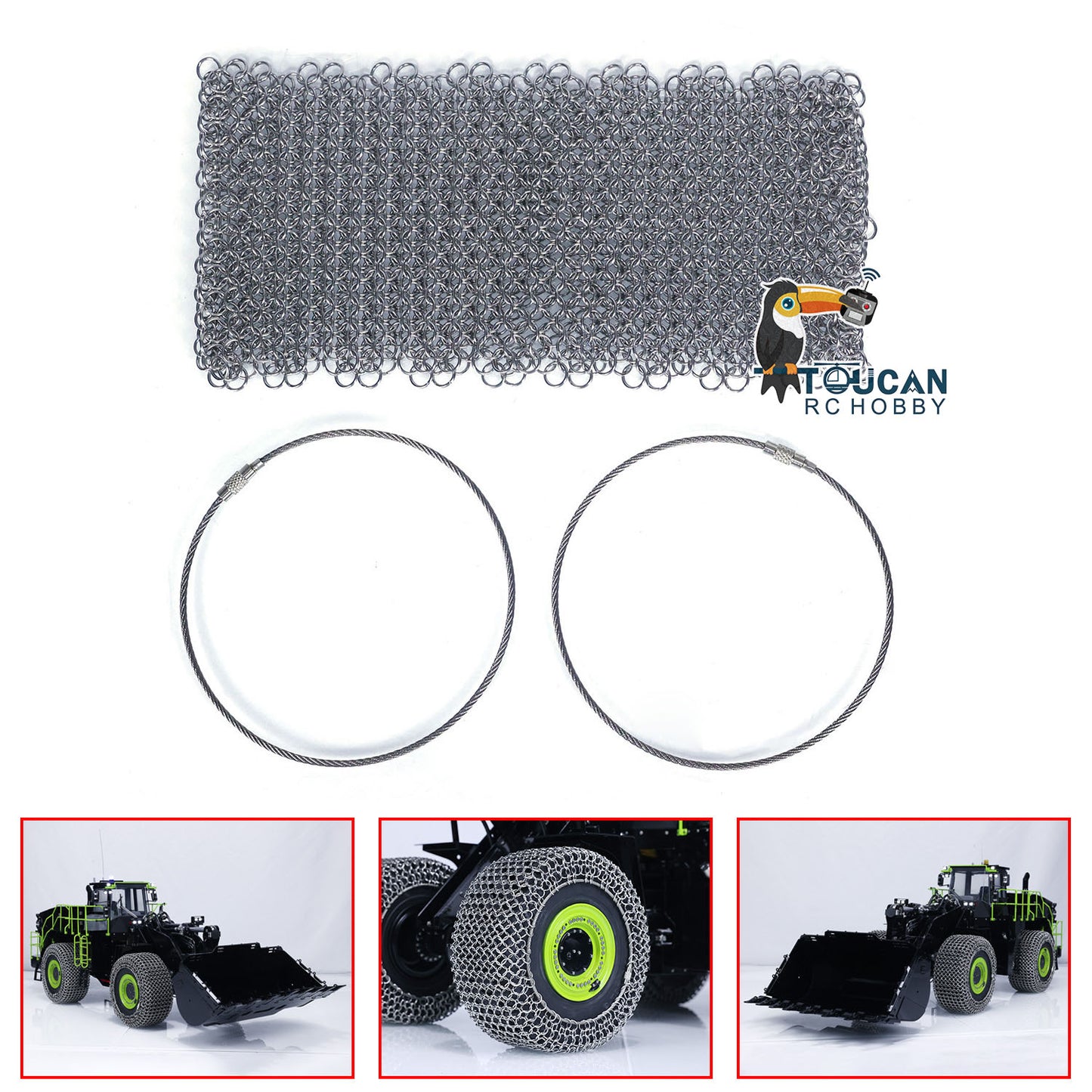 Kabolite Metal Bucket/ Clamp/Quick Connector/Tyre Chain for 1/14 RC Hydraulic Loader K988-100S Parts for Model Enthusiast