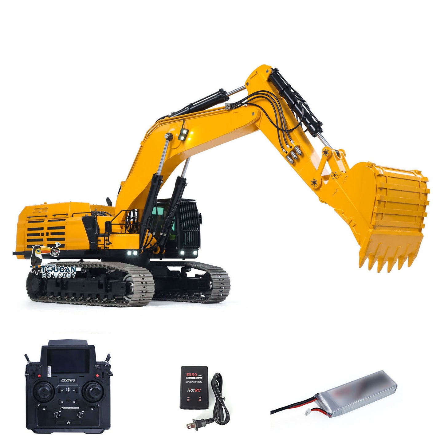 US Stock 1/12 RC Hydraulic Heavy Excavator 395F Metal Remote Control Digger Finished Model 1.0L Dual Pump Paladin PL18EV LITE Radio