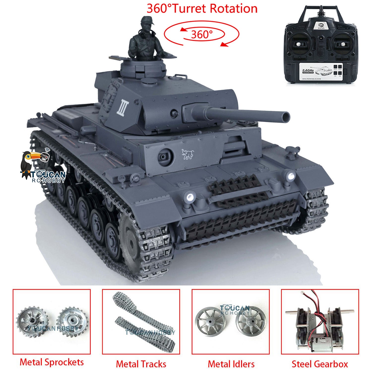Henglong 1/16 Upgraded German Tank 3848 RC Tank Panzer III L 7.0 w