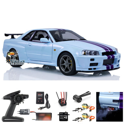 Capo 4WD 1/8 Metal RC Racing Car R34 4x4 High Speed RTR Remote Controlled Drift Vehicles Sound Smoking RTR Upgraded Version
