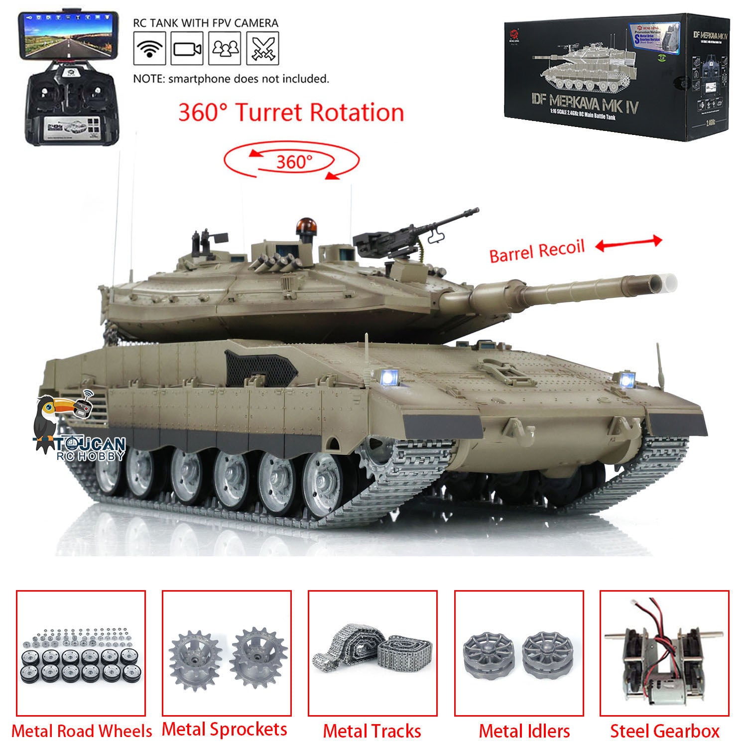 Heng Long Remote Control Tank 1/16 IDF Merkava MK IV Professional