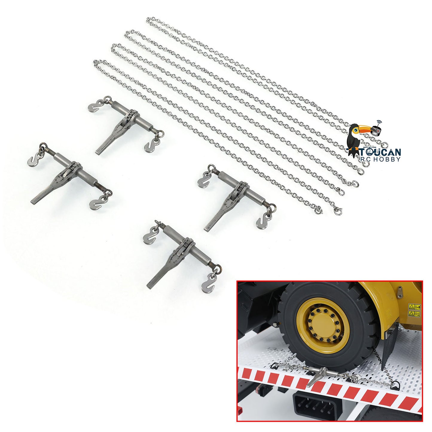 JDMODEL Metal Chain Ratchet Binders Load Tensioner Hook for 1/14 RC Truck Radio Control Engineering Vehicles Loder Excavator Dumper Hobby Model
