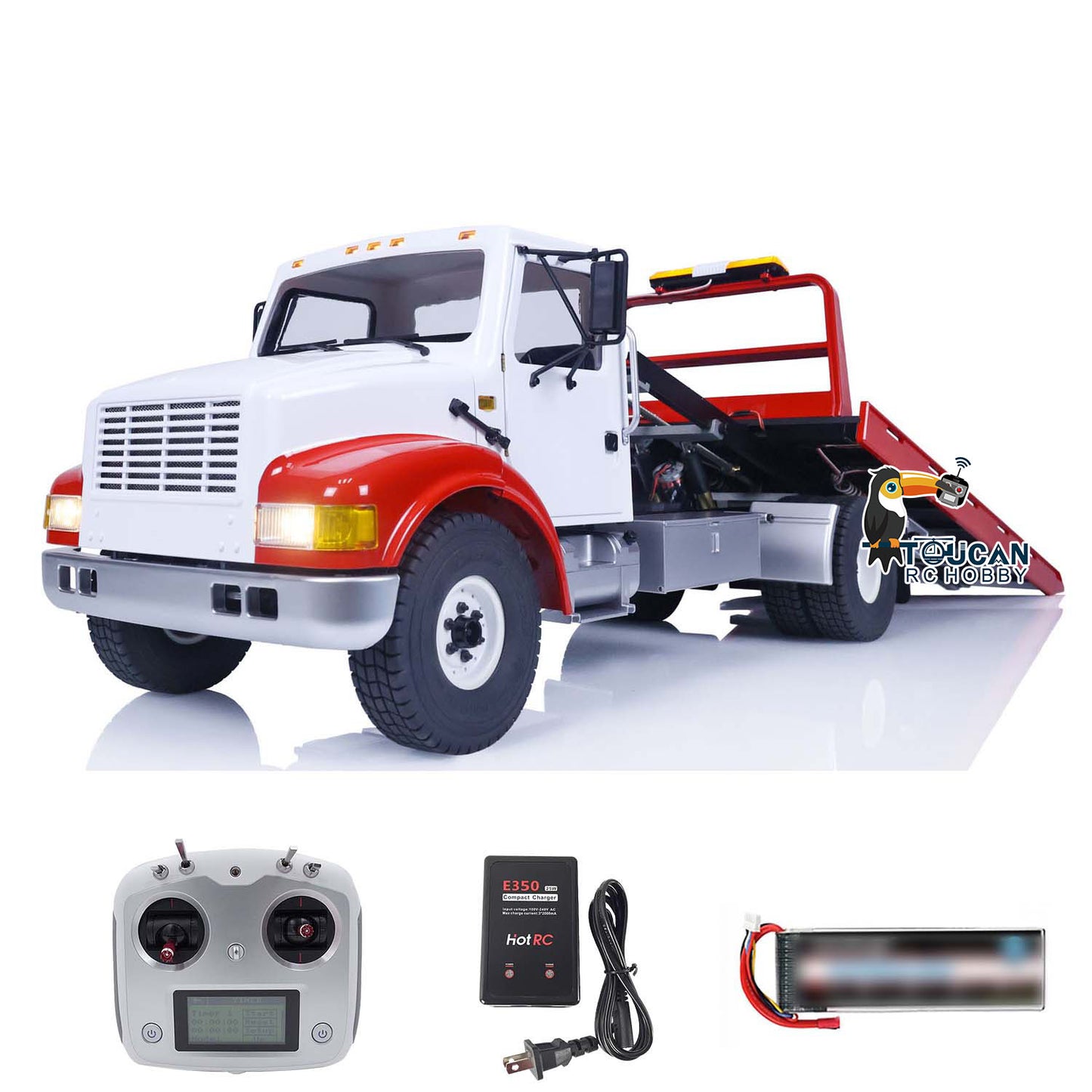 CROSSRC WT4 4x2 1/10 RC Wrecker Truck Remote Control Road Rescue Vehicle Painted Assembled Model Radio Battery Light Sound