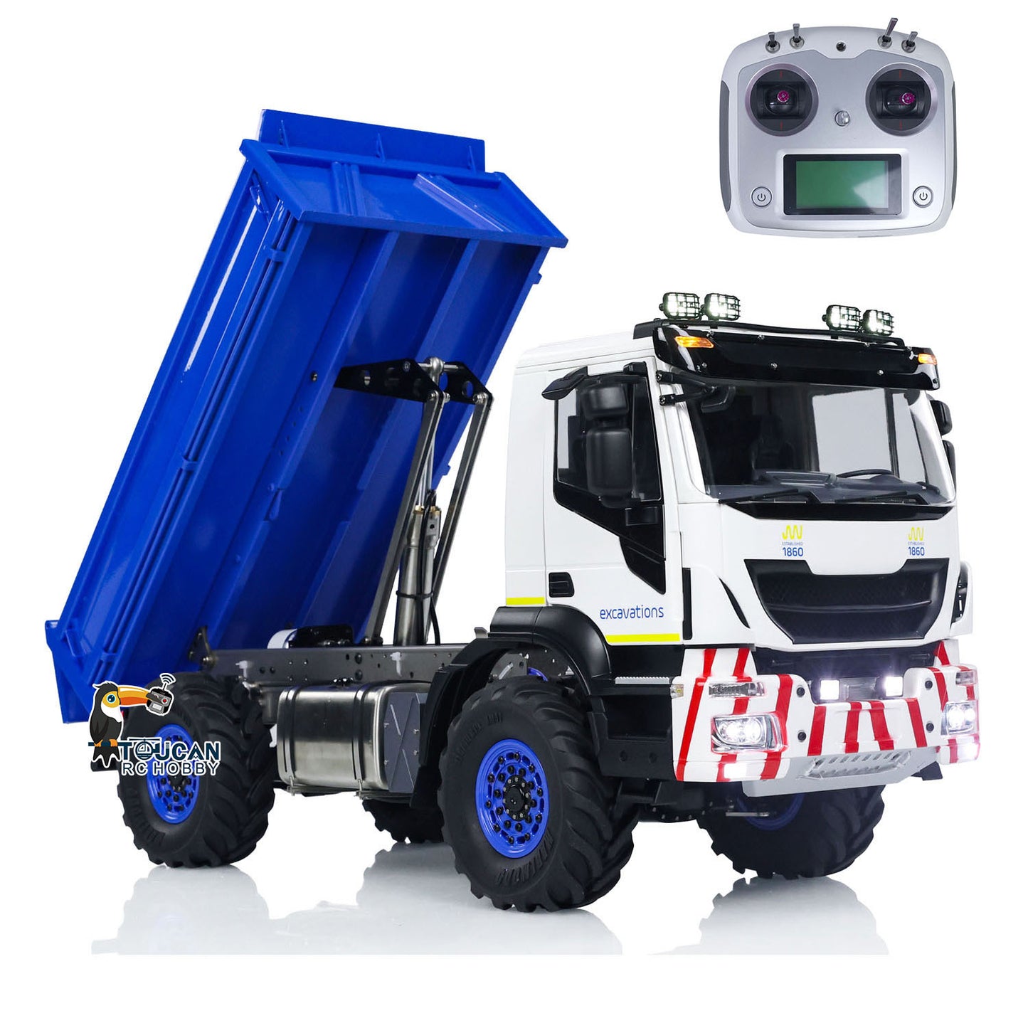 4*4 Metal 1/14 RC Hydraulic Dumper Truck Snow Blade Remote Control Tipper Cars Sound Light LED Assembled and Painted ESC Servo