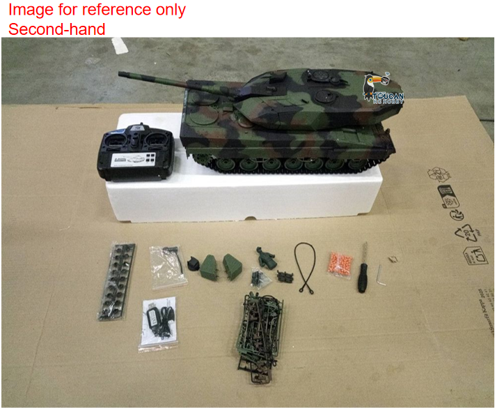 Second Hand Fast Free Shipping 2.4Ghz Henglong 1/16 Scale 7.0 Plastic Ver Leopard2A6 RTR RC Tank Model 3889
