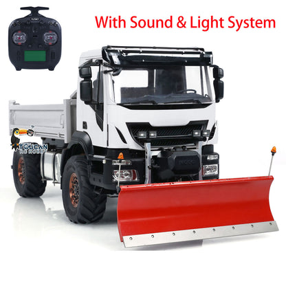 4*4 1/14 Metal RC Hydraulic Dumper Trucks Snow Shovel Remote Control Tipper Cars Special Version FlySky ST8 Sound Light LED