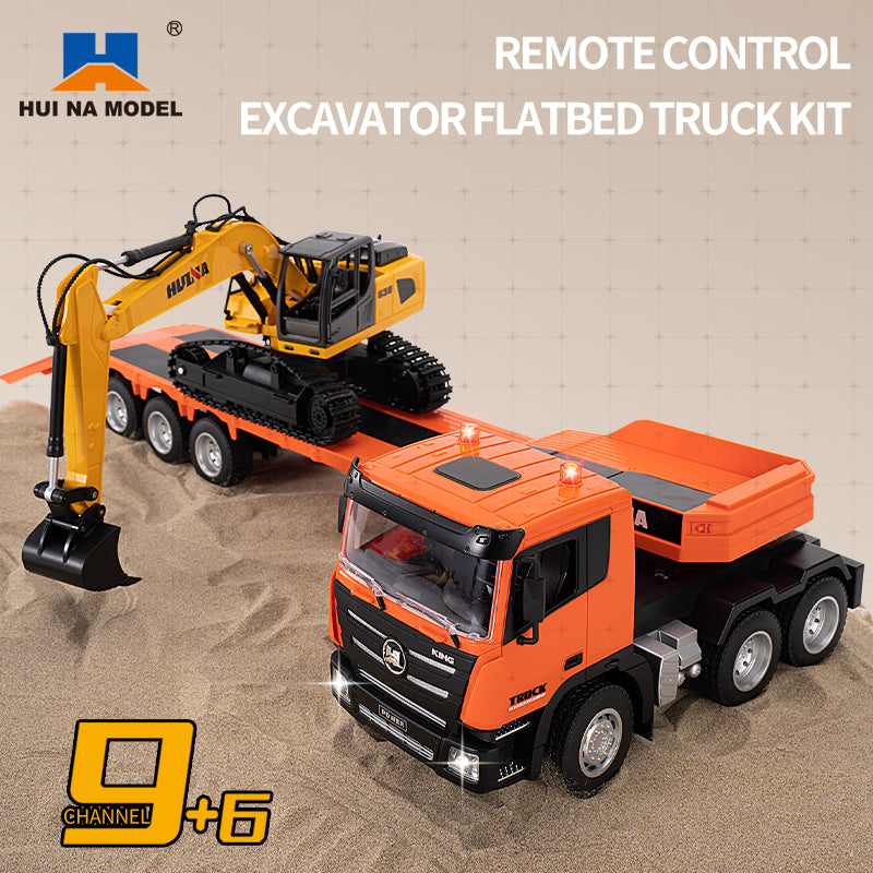 Wheelfun Huina 1318 1:18 RC Traktor Truck 9CH Ferngesteuerte Autos Mit Pritschenanhänger