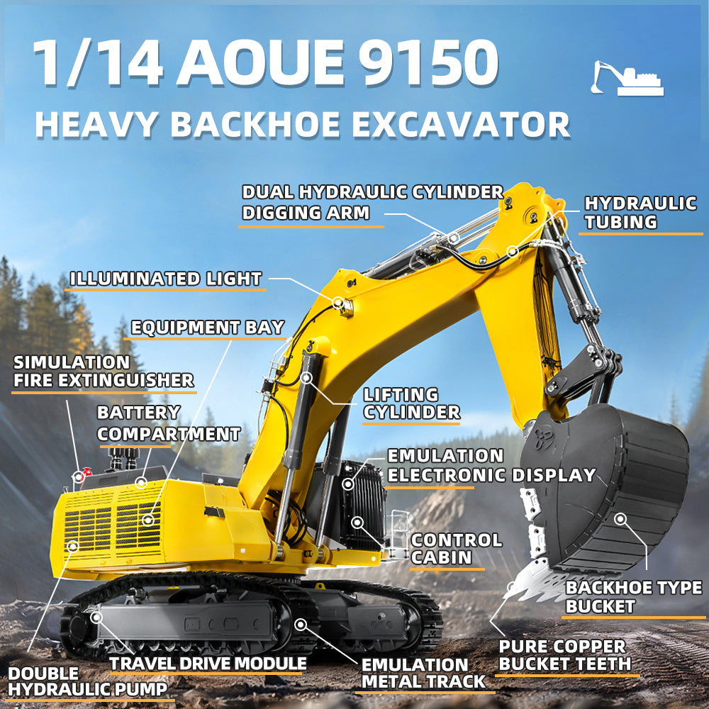 IN STOCK LESU 1/14 RC Hydraulic Excavator RTR Remote Control Digger 9150 PL18EV Lite ESC Servo Motor Toy Car Hobby Models