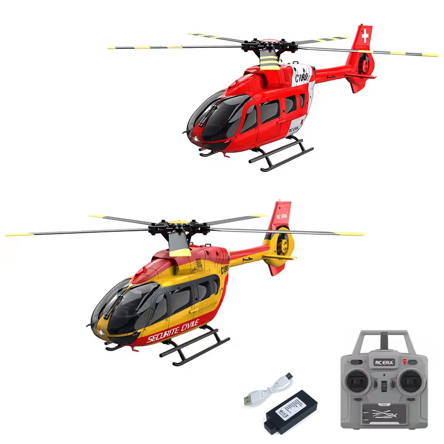 TOUCAN RC HOBBY 1/30 RC ERA 6CH Elicottero radiocomandato C190 Dual Brushless Motors RTF Modellino Aereo H145, rotore posteriore senza timoni per hobby TOUCAN RC HOBBY 1/30 RC ERA 6CH Elicottero radiocomandato C190 Dual Brushless Motors RTF Modellino Aereo H145, rotore posteriore senza timoni per hobby