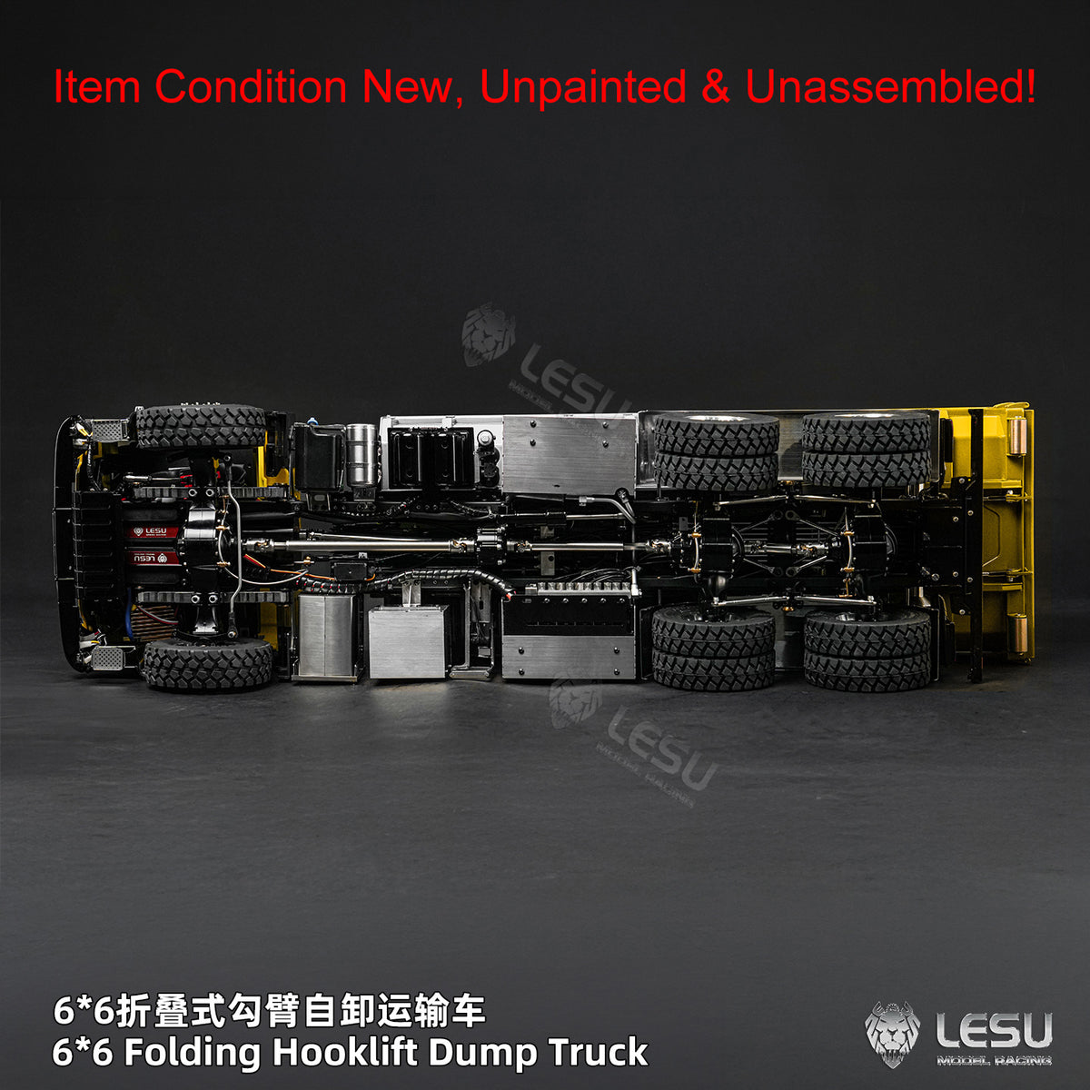 TOUCAN RC HOBBY LESU Z0102 1/14 Hydraulic RC Roll On Off Dump Truck 6x6 Folding Hooklift Carrier with 5CH Valve 3 Speed Gearbox Differential Lock Sound Light