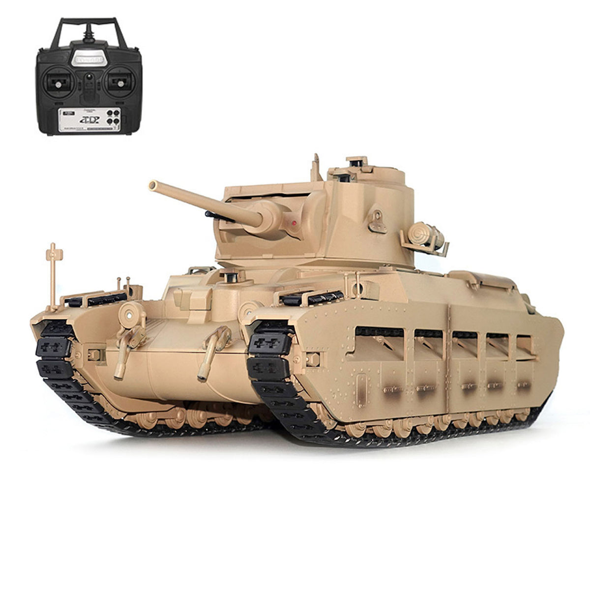 TOUCAN RC HOBBY Tongde 1/16 Remote Control Military Tank Matilda III IV Turret Rotation 320 Degree IR Lights Sounds RC Electric Model Smoke Unit