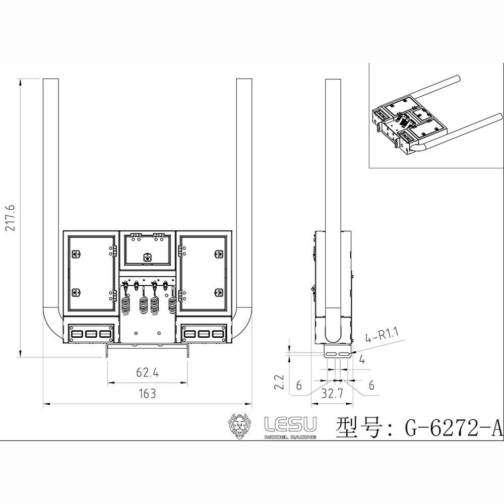 Metal Exhaust Pipe Chimney LED Light for DIY TAMIYA LESU 1/14 RC Tractor Truck Radio Controlled Lorry Car Model Parts 3363 1851