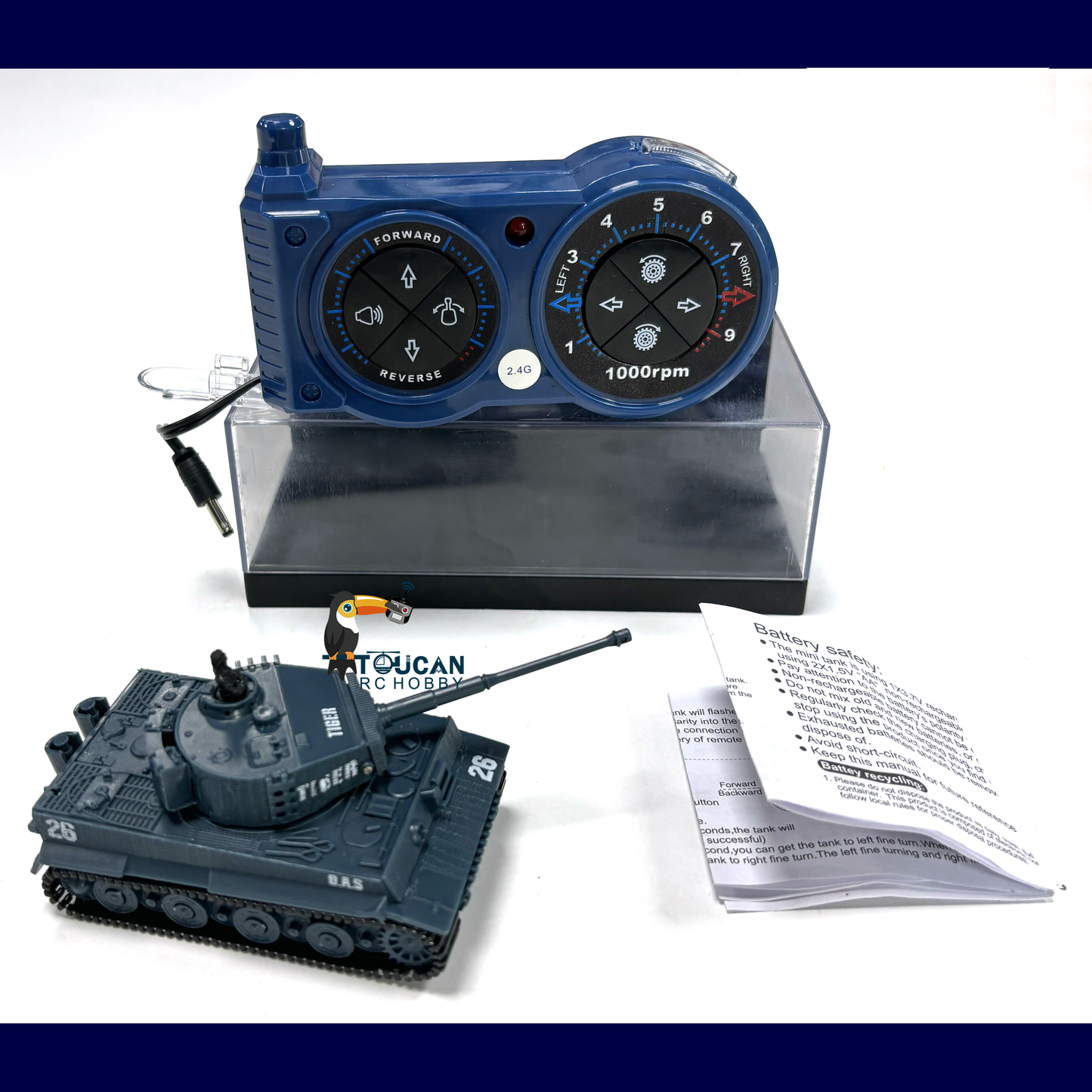 In Stock 1/72 Scale RC Tank German Tiger Battle Remote Controlled Panzer Turret 360 Rotation RTR Mini Toy Sound 12*5.5*5.5CM