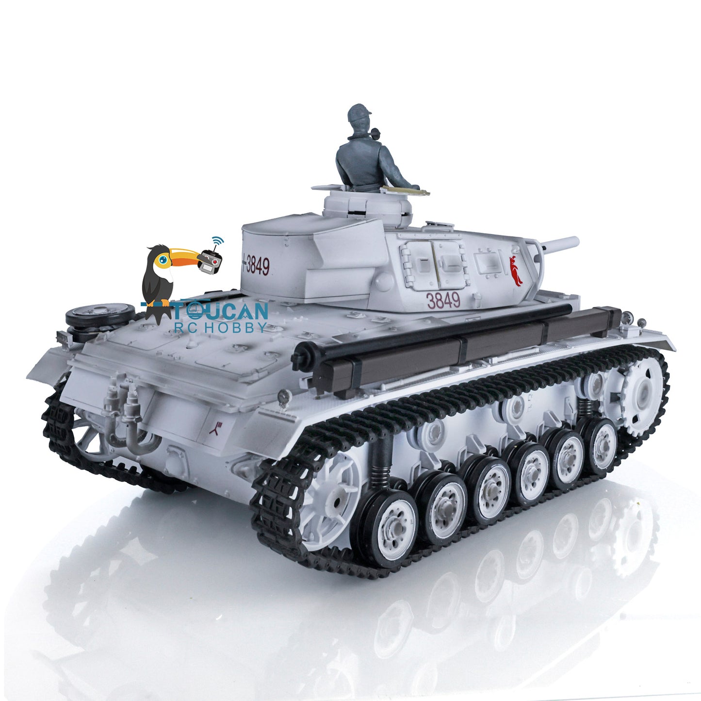2.4G Henglong 1/16 7.0 Panzer III H RC FPV Tank 3849 360 Degrees Turret Steel Gearbox Radio Controller Idle Smoking Generator Infrared Combating Transmitter&Receiver