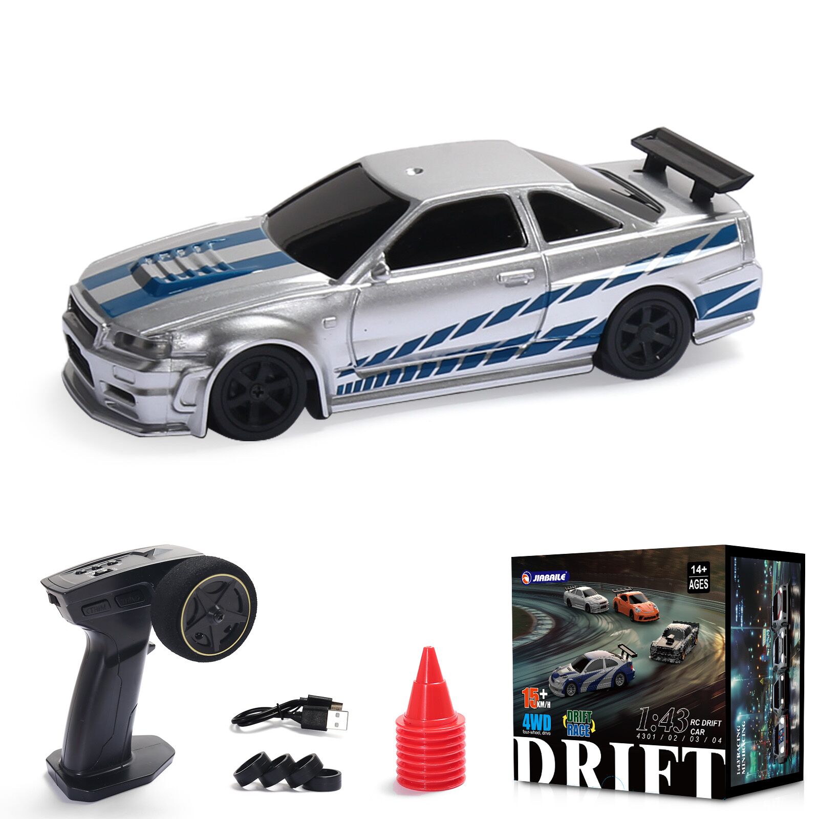 1/43 RC Racing Car R34 Radio Controlled High Speed Drift Vehicle