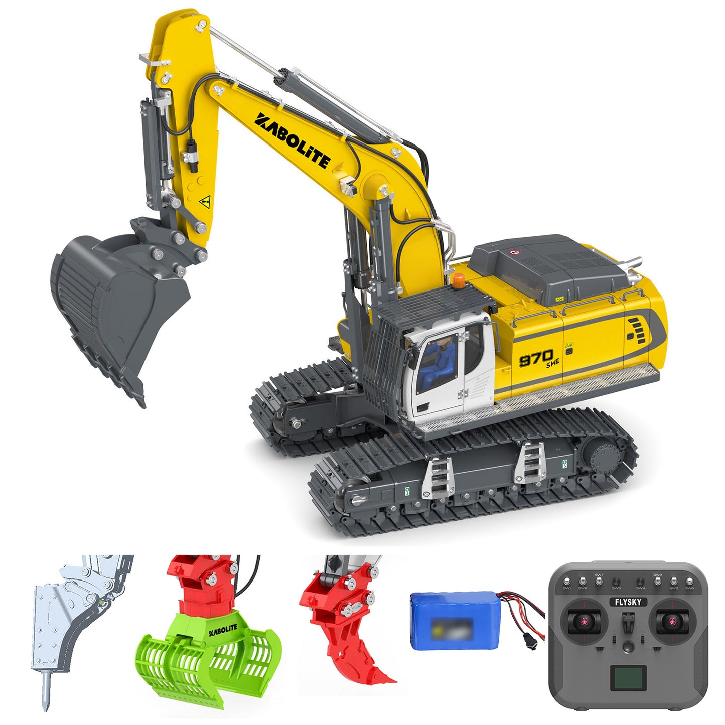 1/18 Kabolite 5901 100S Electric Lifting RC Excavator Flysky Remote Control Digger Electric Ripper Hammer