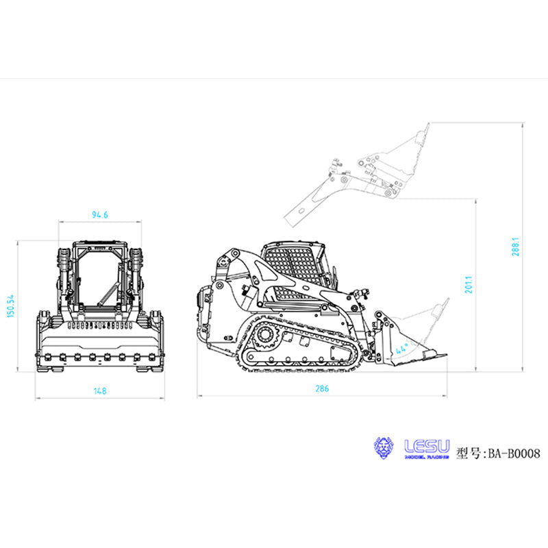 TOUCAN RC HOBBY LESU AOUE LT5 1/14 Metal RC Skid-Steer Loader B0008 with FlySky I6S Radio Controller Sound Light for Hydraulic Construction Vehicle Model Enthusiast