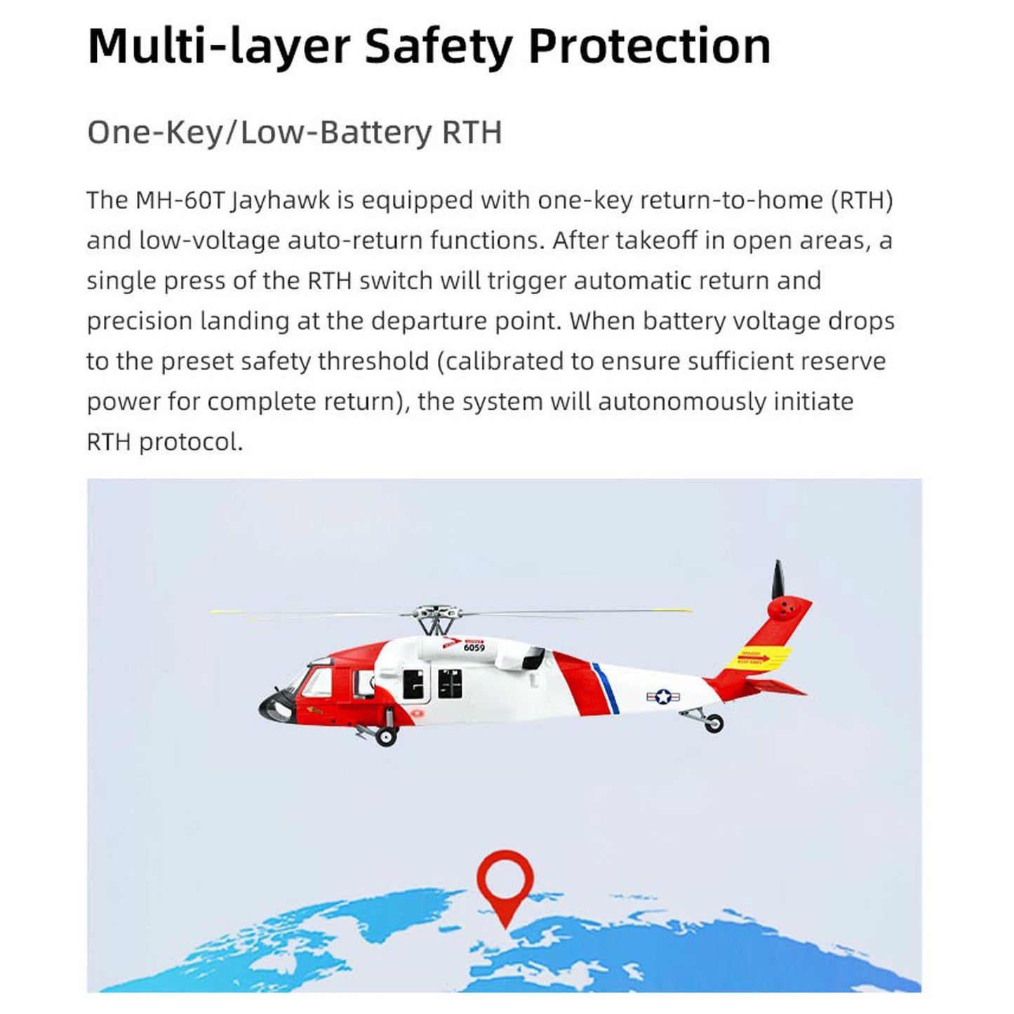 Pre-orderFLYWING MH-60T Jayhawk Remote Control Helicopter LED Light ACE Controller MH60T GPS ATT Mode One Key Return Beidou Positioning