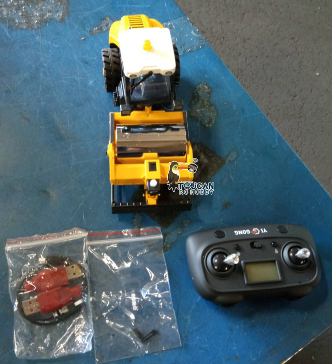 Free Shipping Second Hand US Stock 1/50 Mini Remote Control Road Roller RTR Electric RC Construction Vehicle Finished Model Metal Blade Lights Sounds Effect