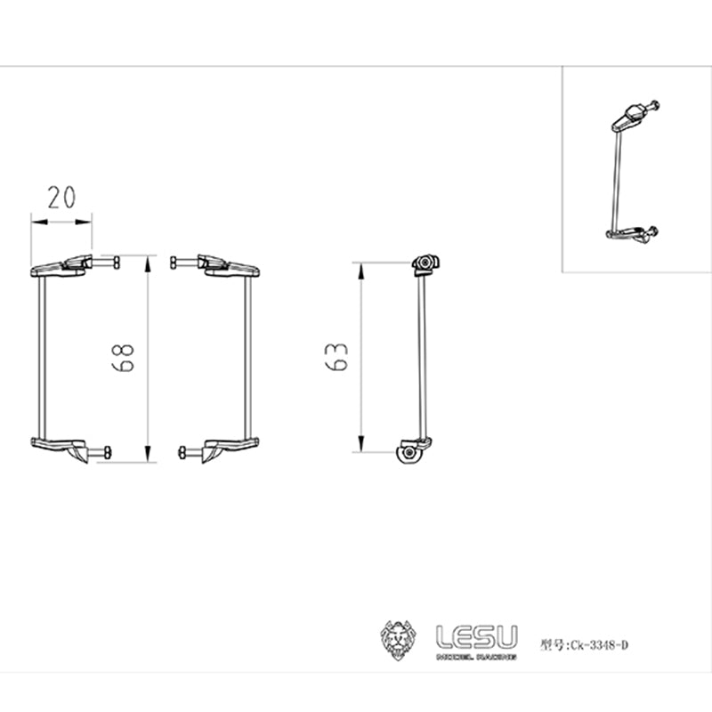 LESU Rearview Mirror Stand Mount Base for 1/14 DIY 3348 3363 RC Dumper Tractor Truck Emulated Car Remote Control Car Model Replacement