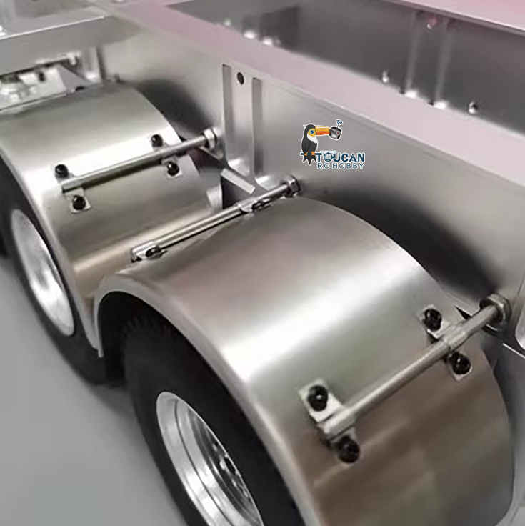 MODO Metal 3 Axles Trailer for 40 Feet Container Fifth Wheel with King Pin Mudflap for 1/14 RC Tractor Truck Engineer Vehicles Dumper DIY Parts