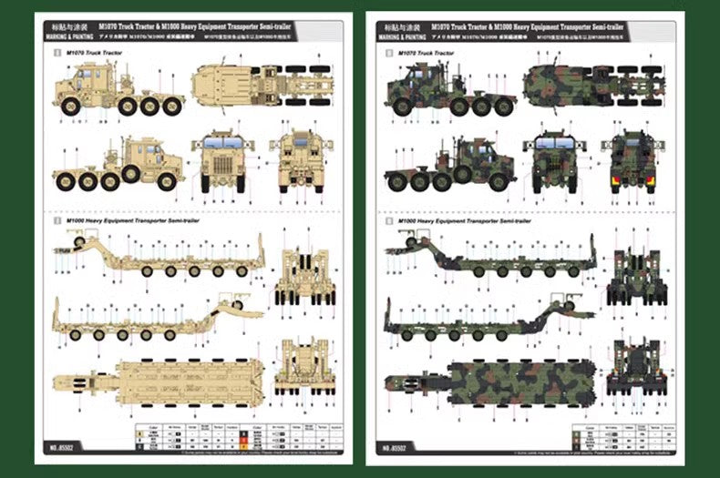 US Stock Hobby Boss 85502 1/35 Scale Plastic Unassembled M1070 Truck HET Tractor M1000 Semi-Trailer Model Kit Car Toys Gifts
