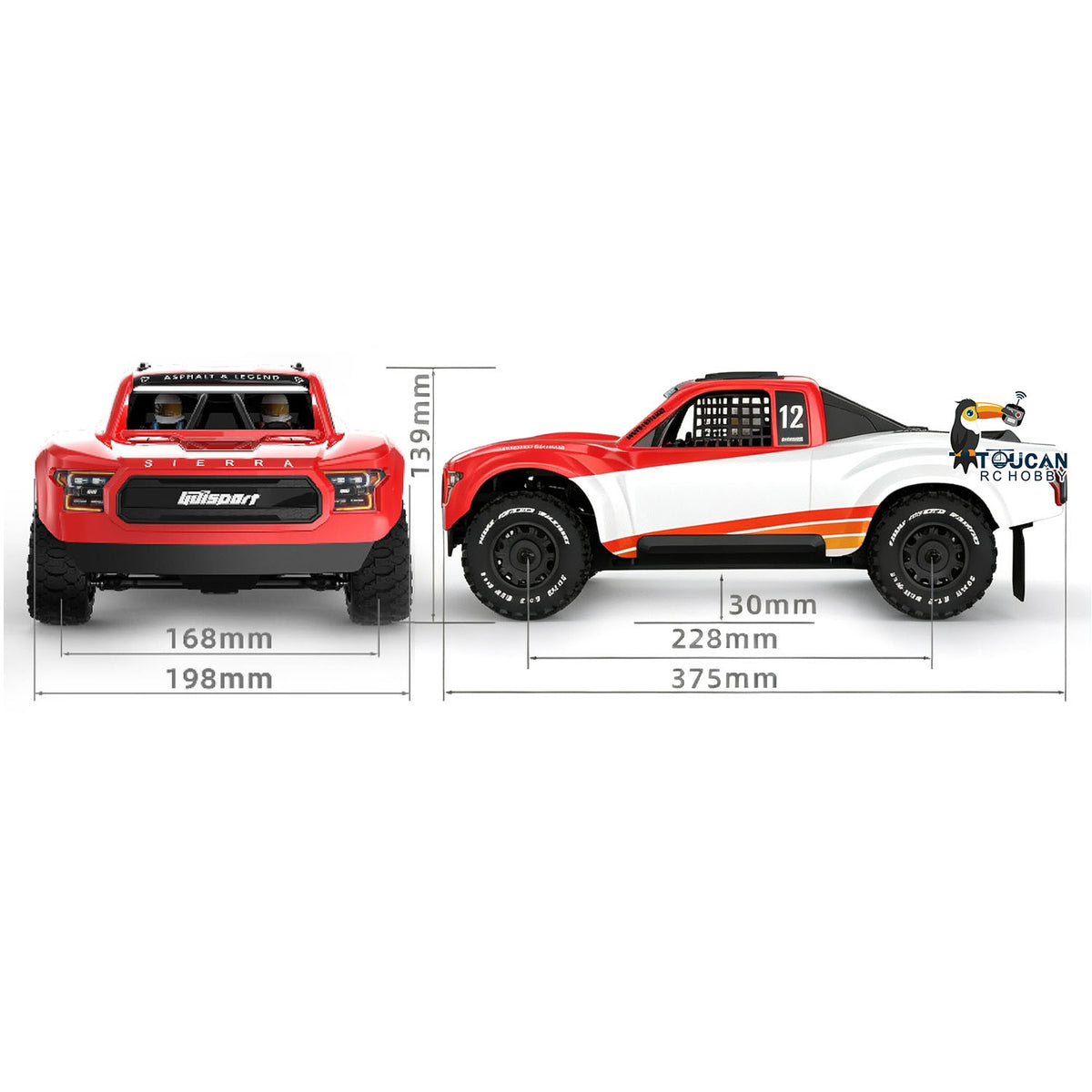 TOUCAN RC HOBBY UDIRC UD1203 1/12 RC Off Road Vehicle 4WD Remote Control Short Course Truck Center Differential Metal Drive Shaft Brushless ESC