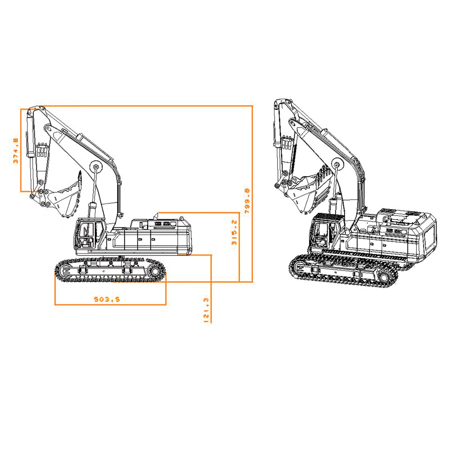 Toucan 395F 1/12 Metal RC Hydraulic Excavator RTR Dual Pump System 6CH Valve 2830 Brushless Drive Motors Smoke Sound Light for Hobby Collectors