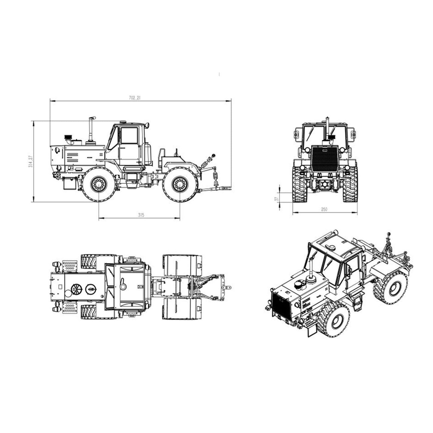 Toucanhobby T150K 1/12 Metal RC PNP Hydraulic Tractor 2 Speed Transmission 3 Way Valve I6S Controller Light Sound for Model Collectors