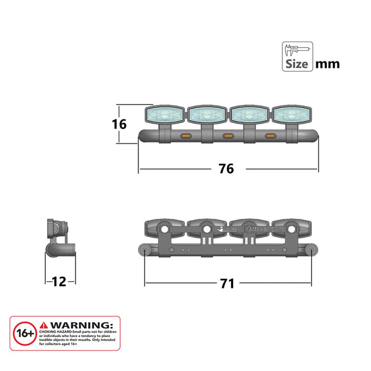 1/14 Plastic Front Face 5V Spotlight for DIY Tamiya SC 770S Remote Control Tractor Truck 56368 56371 RC Lorry Car Model Parts