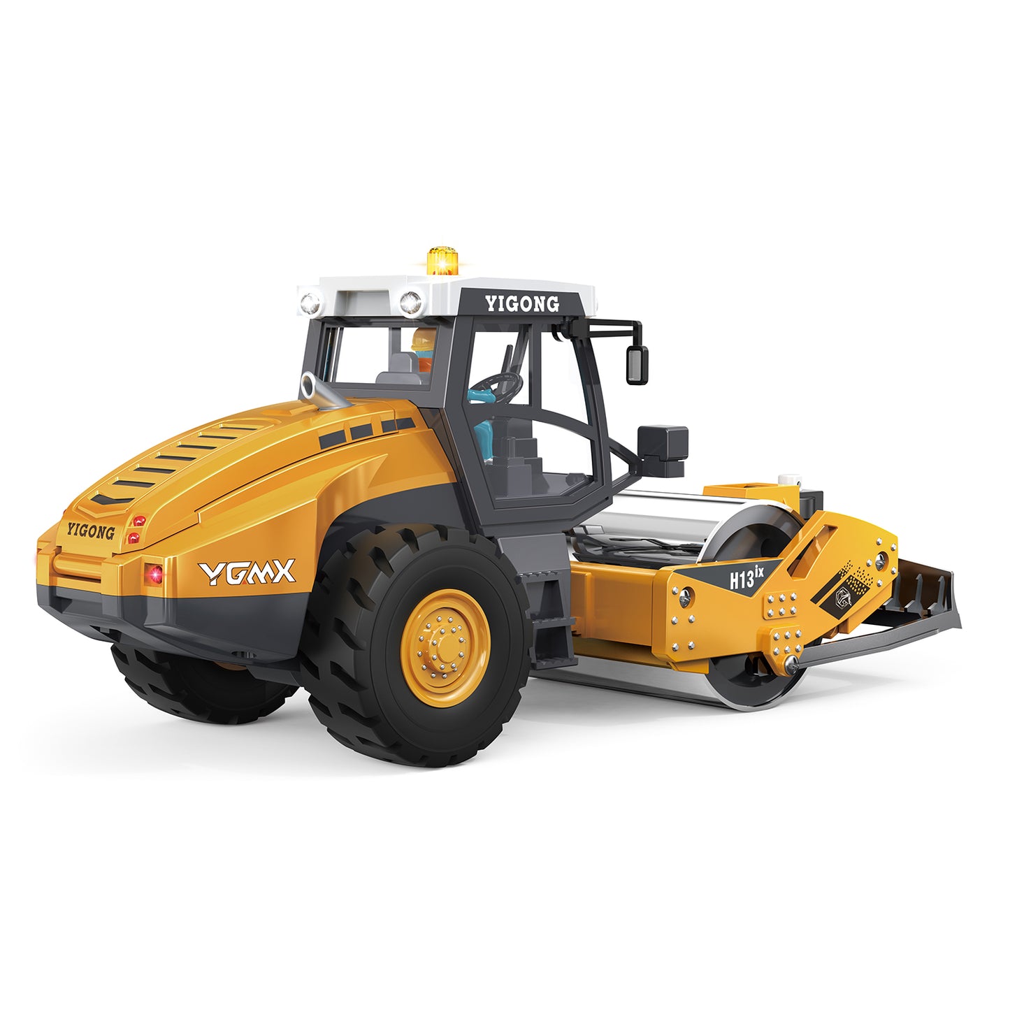 1/50 Mini Remote Control Road Roller RTR Electric RC Construction Vehicle Finished Model Metal Blade Lights Sounds Effect