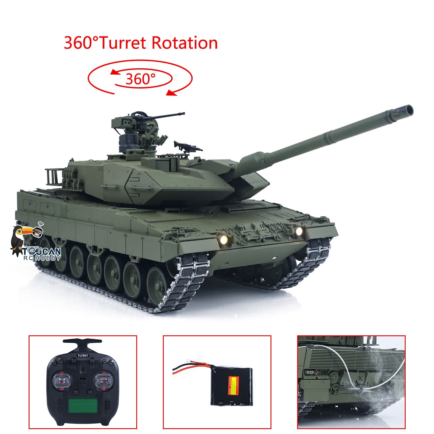 TOUCAN 1/16 Metal RC Tank 3889 German Leopard A6 Combat Vehicle