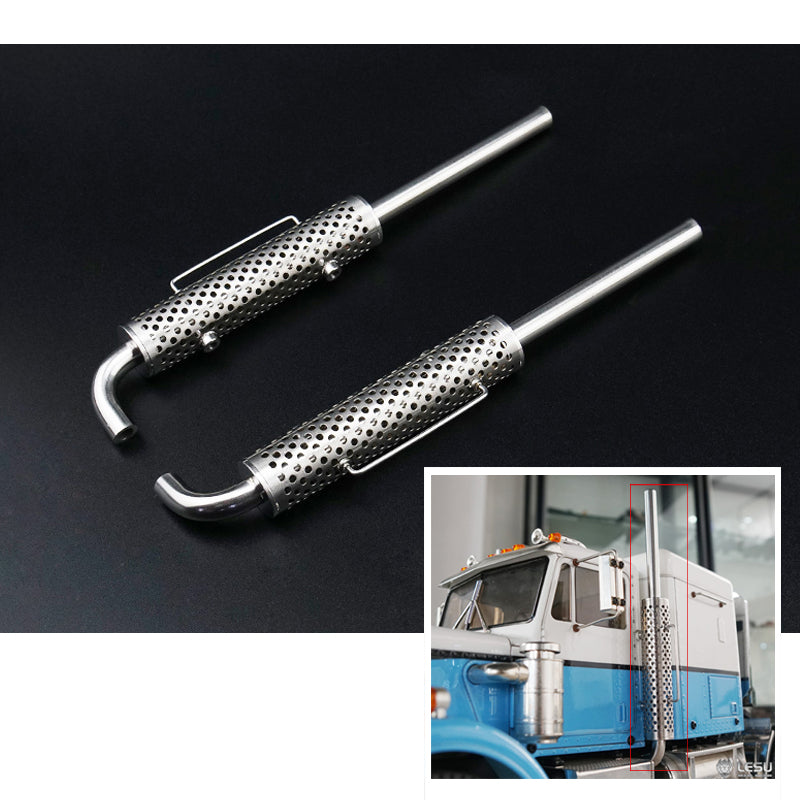 US Stock LESU 1pair Metal Chimney Exhaust Pipe Spare Part for DIY Radio Controlled TAMITA KING Car Tractor Truck Model