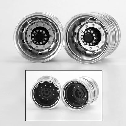 LESU Metal Rear Wheel Hub Rubber Tires for 1/14 TAMIYA FH12 FH16 RC Tractor Truck Axle Hex Remote Controlled Dumper Trailer