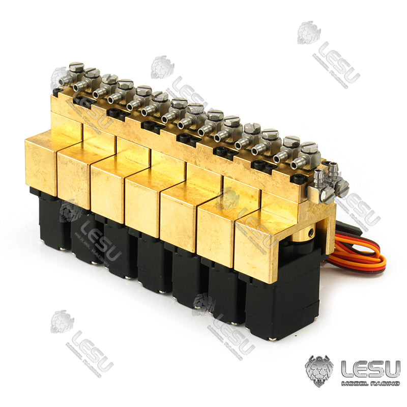 1/2/3/4/5/6/7 Channel Directional Valve LESU Hydraulic Brass Reversing Valve for 1/14 RC Excavator TAMIYE Dumper Truck DIY Loader