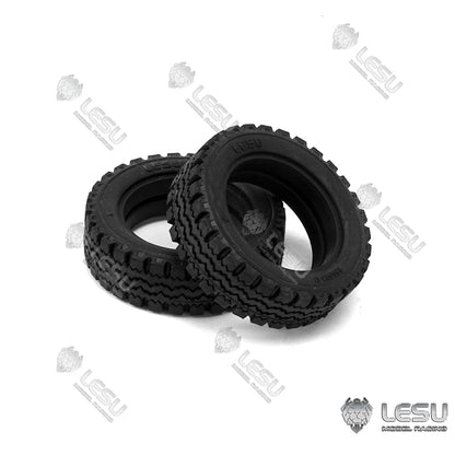 1Pairs 2pc Rubber Rear Front Wheel Tyre Metal Wheel Hubs Caps for 1/14 LESU RC Hydraulic Construction forklift Model Car DIY Truck