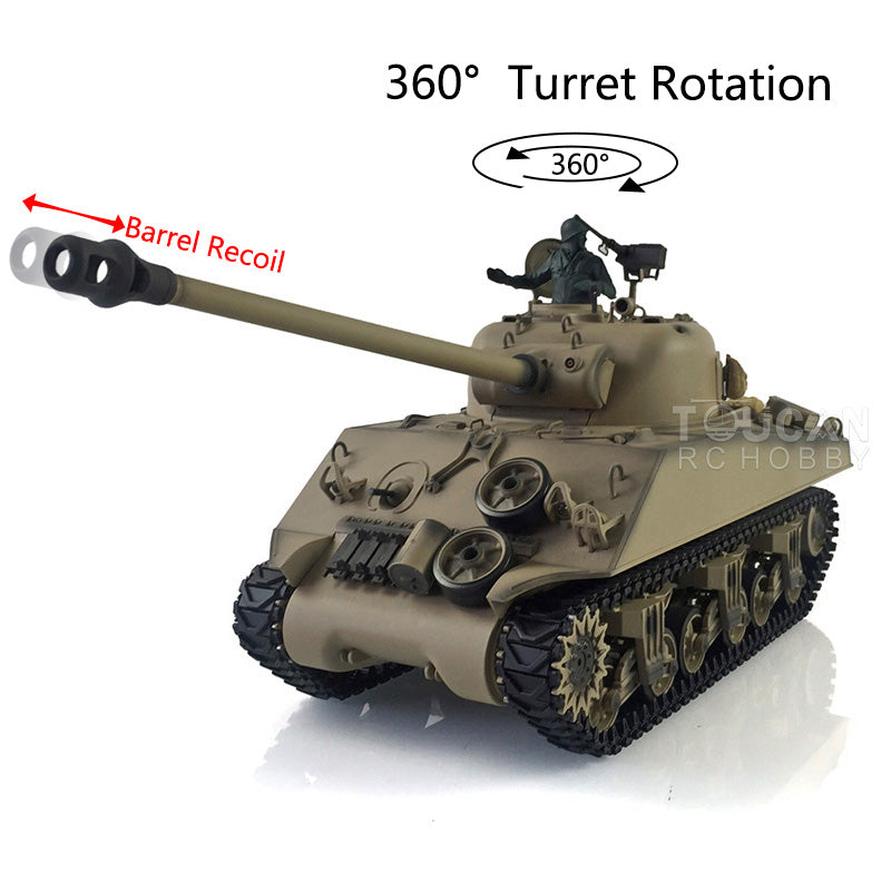 1/16 7.0 Henglong Plastic M4A3 Sherman RC Tank 3898 W/ 360Degrees Rotating Turret Barrel Recoil Outdoor Battling Tank Smoking Tank