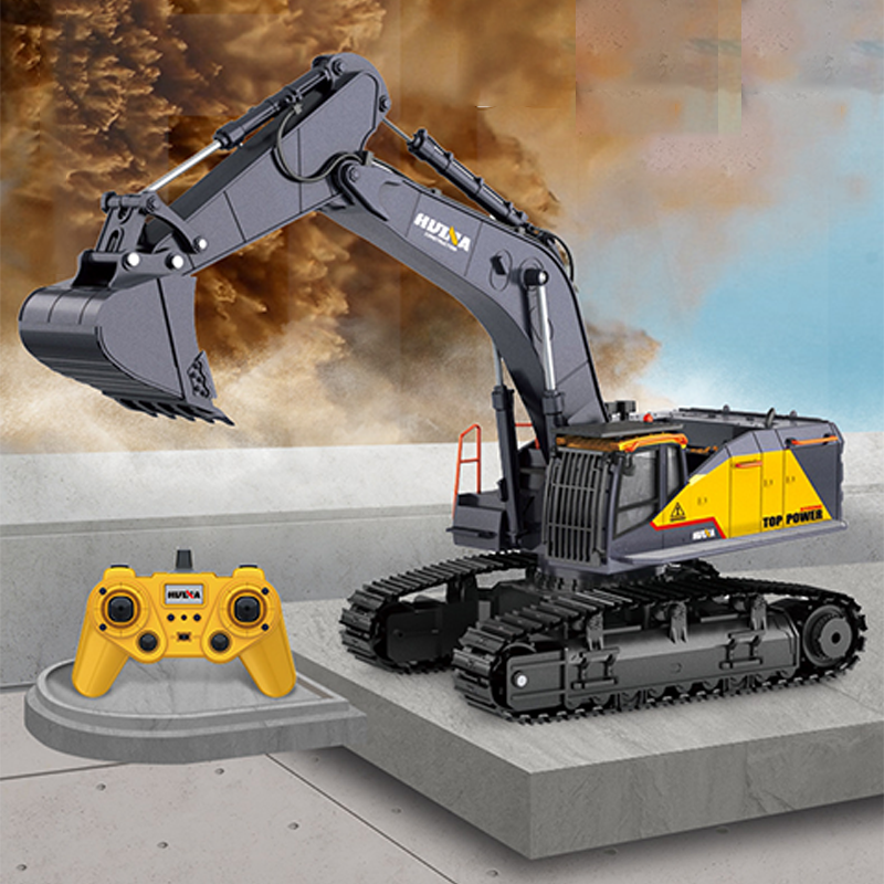 US Stock HUINA Toy 1:14 Scale 592 RC Tracked Excavator Car RTR Truck Model Gift W/2.4Ghz Radio System Light Sound Battery