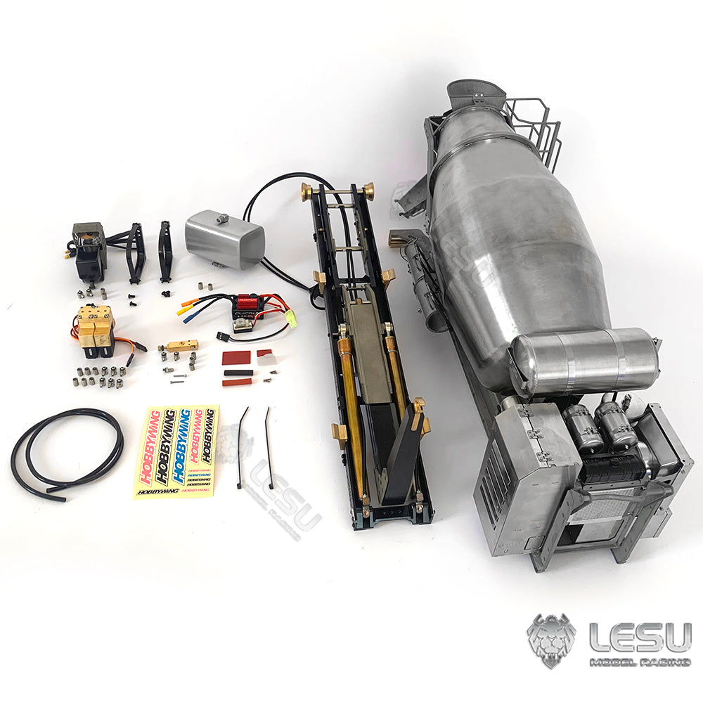 LESU Metal Unassembled Unpainted Concrete Mixing Car Cylinder ESC Chassis Rail of Hydraulic Roll On/off Full Dump Truck