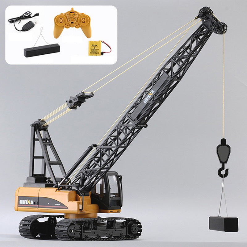 In Stock HUINA 572 1/14 Scale RC Construction Crane Truck Tower Excavator Children Toy Gifts Ready to Run Simulated Light Sound Effects