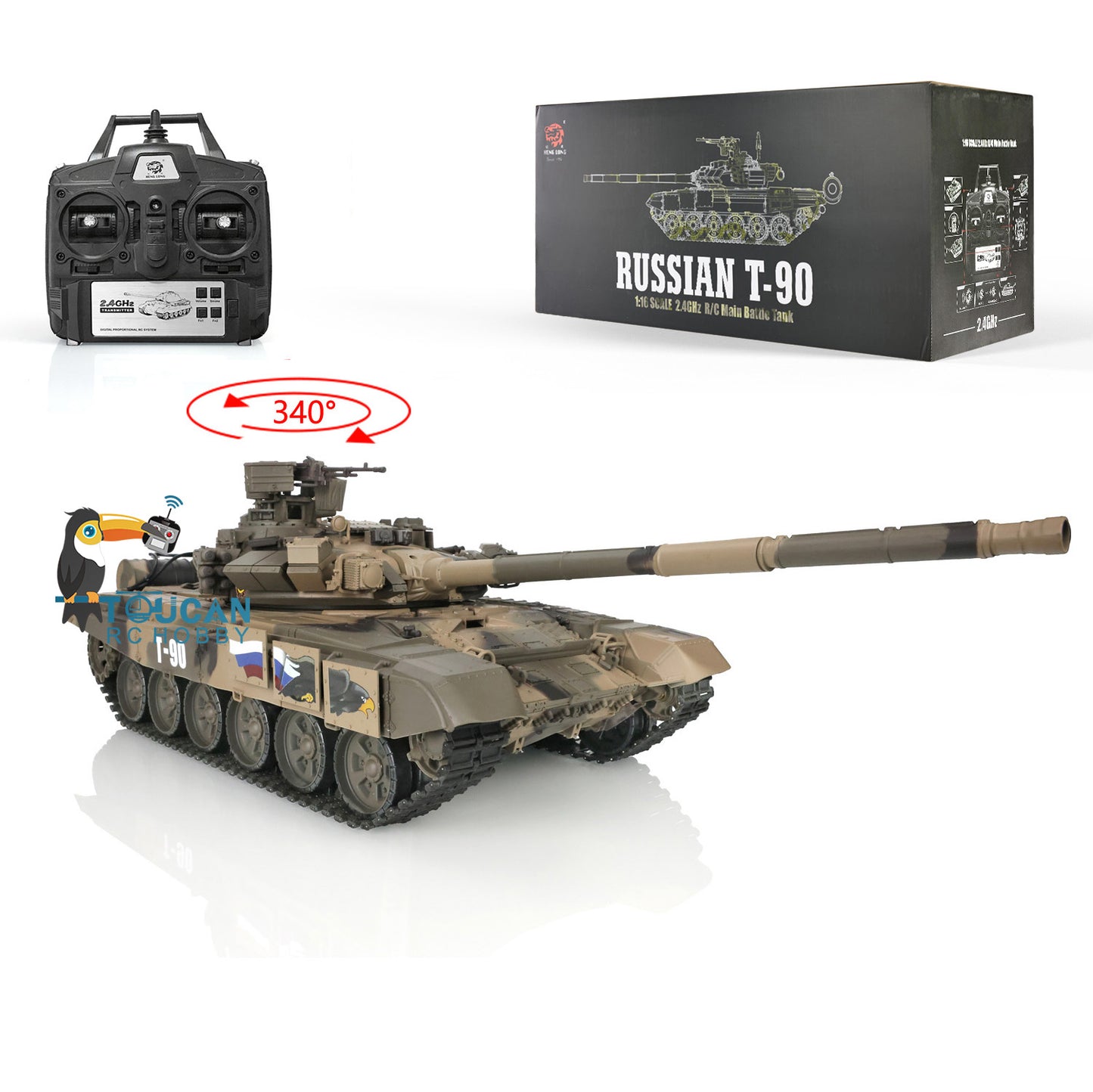 US Stock Henglong 2.4Ghz 1/16 Scale 7.0 Plastic Ver Russian T90 RTR RC Tank 3938 Model Sound Smoke Transmitter Main Board