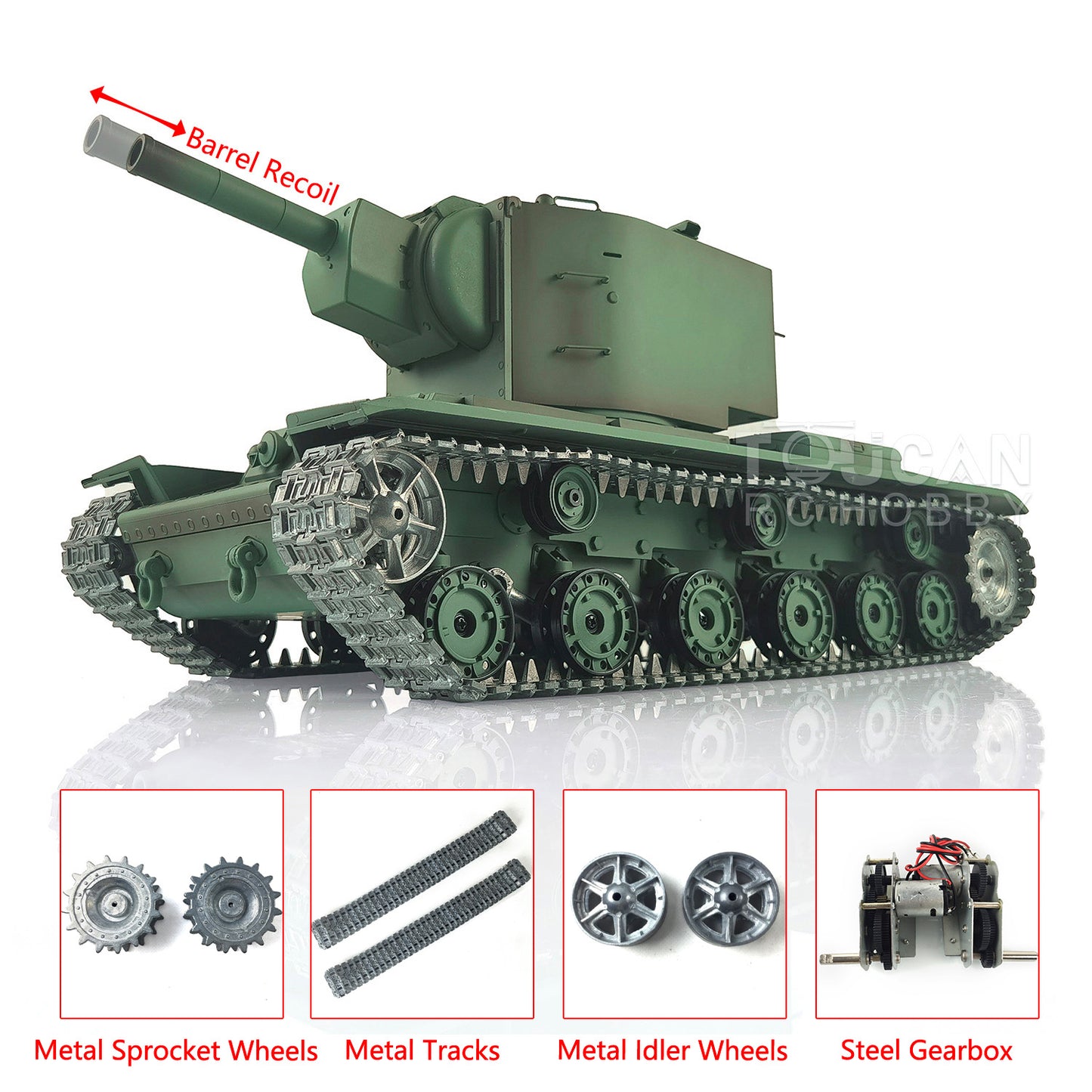 US Stock Henglong 1/16 Scale Upgraded 7.0 Soviet KV-2 RTR RC Tank Gigant 3949 Metal Tracks Barrel Recoil Battery Charger